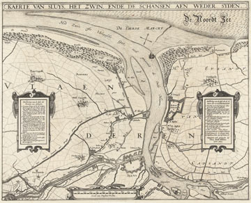Kaart Sluis en Zwin in 1629