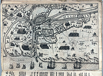 Kaart van het beleg van Sluis in oud boek